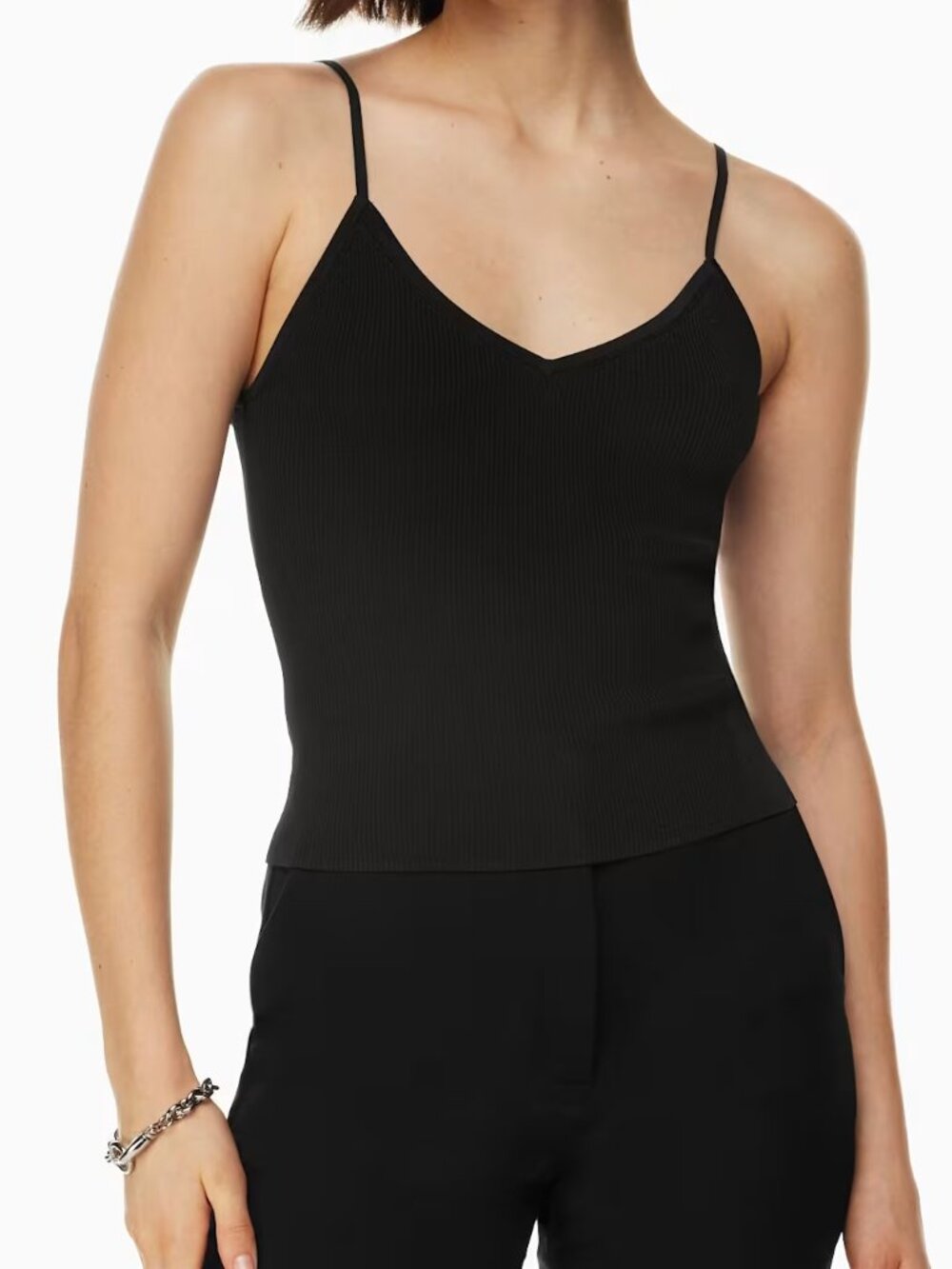 ARITZIA Babaton Lafayette Ribbed Tank Cami V-Neck Black XS